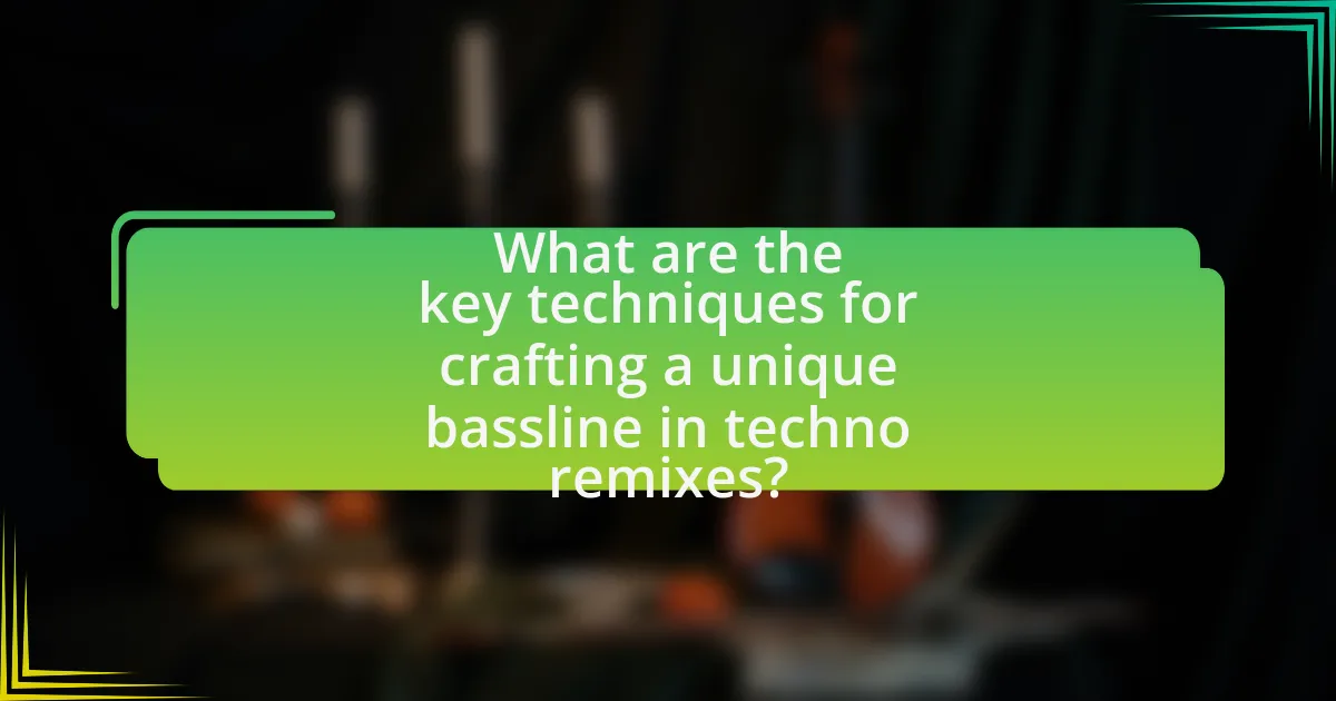 What are the key techniques for crafting a unique bassline in techno remixes?
